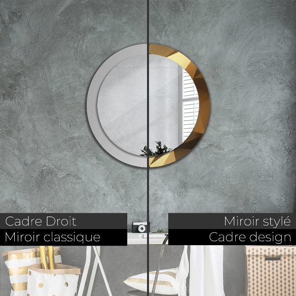 Kulaté zrcadlo s potiskem Zlatá abstrakce