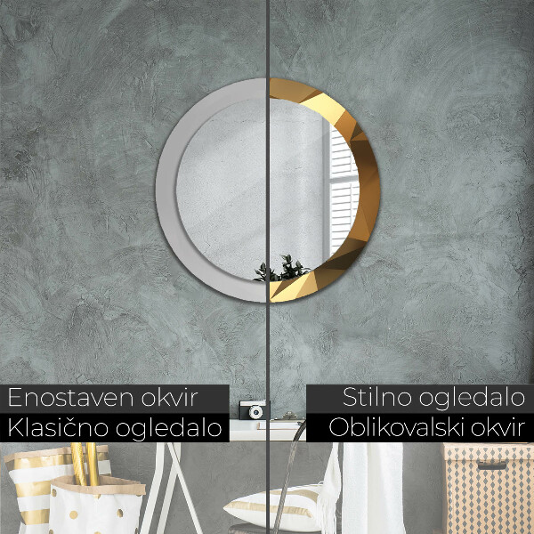 Kulaté zrcadlo s potiskem Zlatá abstrakce