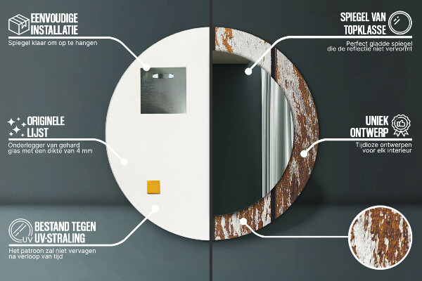 Kulaté zrcadlo s potiskem Vintage tmavé dřevo