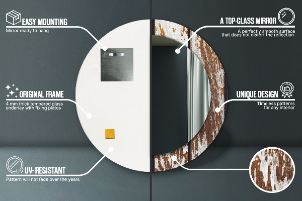 Kulaté zrcadlo s potiskem Vintage tmavé dřevo