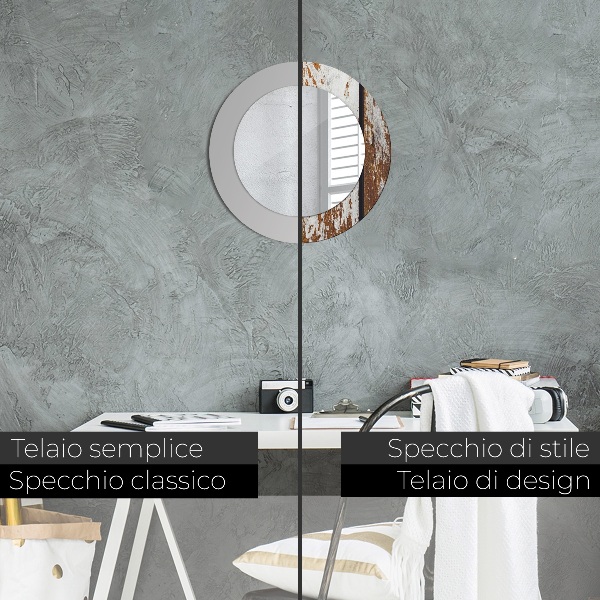 Kulaté zrcadlo s potiskem Vintage tmavé dřevo