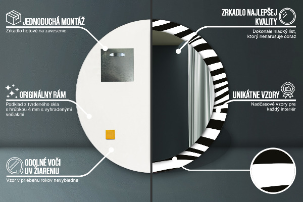 Kulaté dekorační zrcadlo na zeď Abstraktní vlna