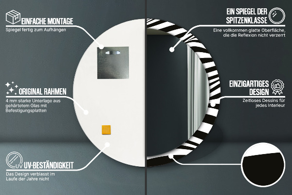 Kulaté dekorační zrcadlo na zeď Abstraktní vlna