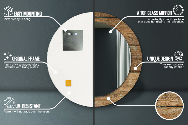 Kulaté dekorační zrcadlo na zeď Staré dřevo