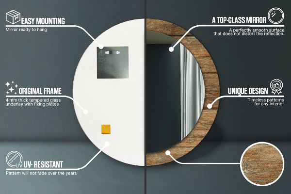 Kulaté dekorační zrcadlo na zeď Staré dřevo