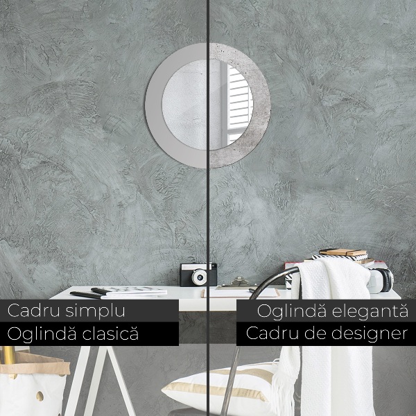 Kulaté zrcadlo rám s potiskem Šedý beton