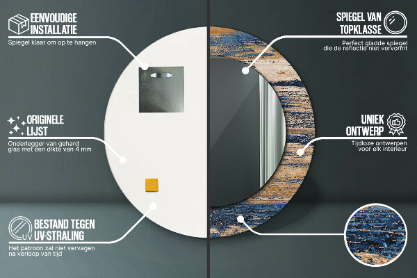 Kulaté zrcadlo rám s potiskem Abstraktní dřevo