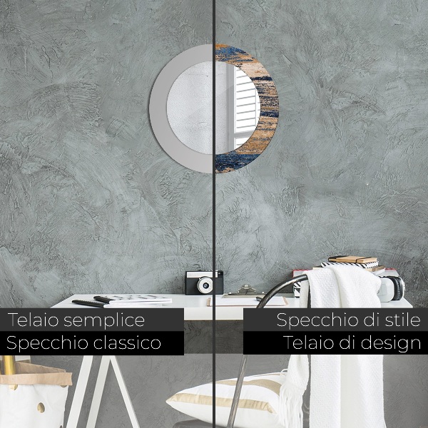 Kulaté zrcadlo rám s potiskem Abstraktní dřevo