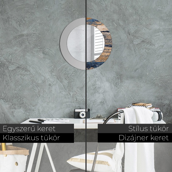 Kulaté zrcadlo rám s potiskem Abstraktní dřevo