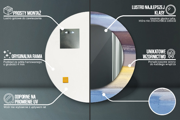 Kulaté zrcadlo rám s potiskem Abstraktní obrázek