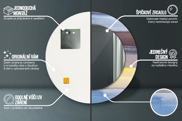 Kulaté zrcadlo rám s potiskem Abstraktní obrázek