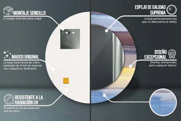 Kulaté zrcadlo rám s potiskem Abstraktní obrázek