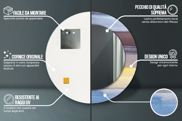Kulaté zrcadlo rám s potiskem Abstraktní obrázek