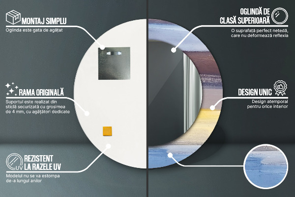 Kulaté zrcadlo rám s potiskem Abstraktní obrázek