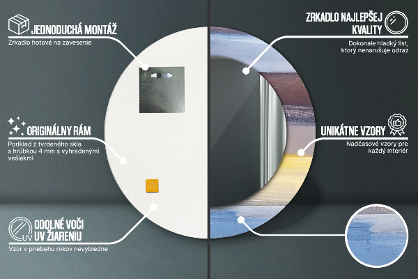 Kulaté zrcadlo rám s potiskem Abstraktní obrázek