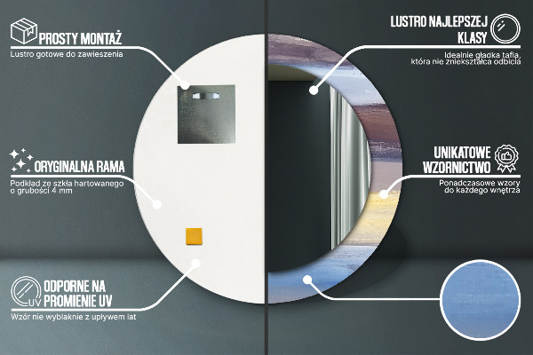 Kulaté zrcadlo rám s potiskem Abstraktní obrázek