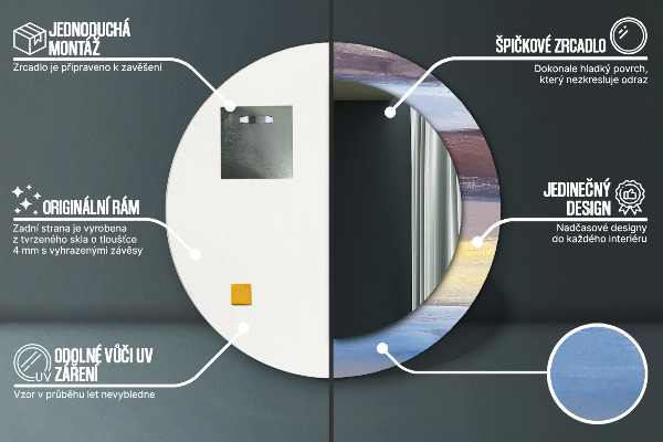 Kulaté zrcadlo rám s potiskem Abstraktní obrázek