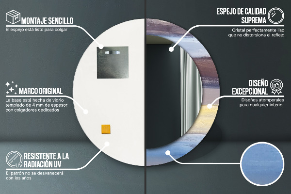 Kulaté zrcadlo rám s potiskem Abstraktní obrázek