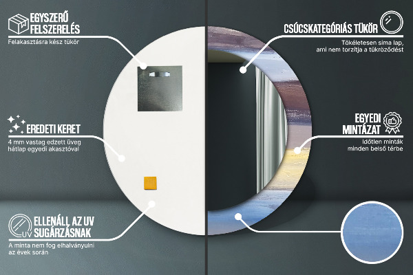 Kulaté zrcadlo rám s potiskem Abstraktní obrázek
