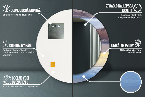 Kulaté zrcadlo rám s potiskem Abstraktní obrázek