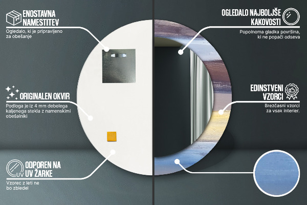 Kulaté zrcadlo rám s potiskem Abstraktní obrázek