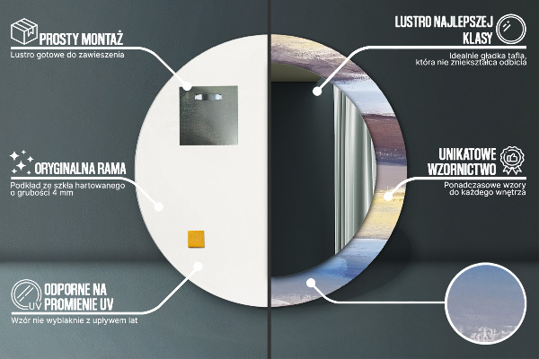Kulaté zrcadlo rám s potiskem Abstraktní obrázek