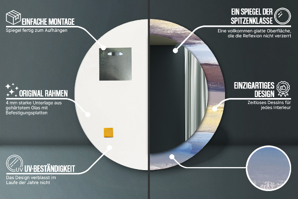 Kulaté zrcadlo rám s potiskem Abstraktní obrázek