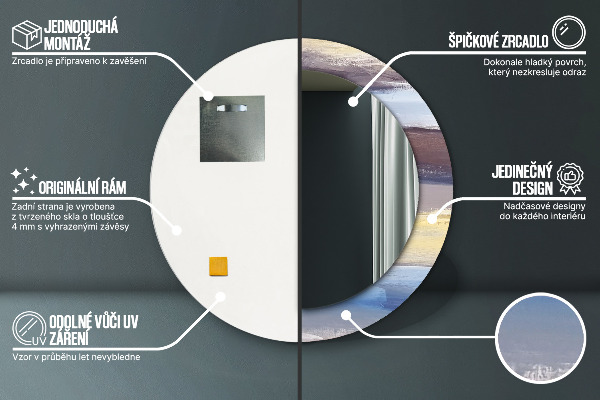 Kulaté zrcadlo rám s potiskem Abstraktní obrázek