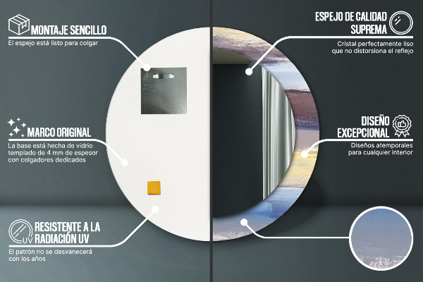 Kulaté zrcadlo rám s potiskem Abstraktní obrázek