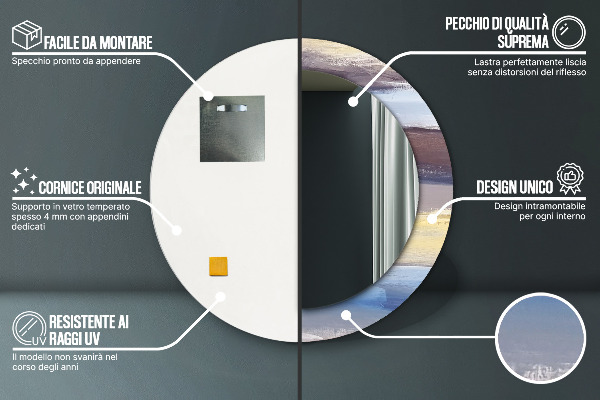 Kulaté zrcadlo rám s potiskem Abstraktní obrázek