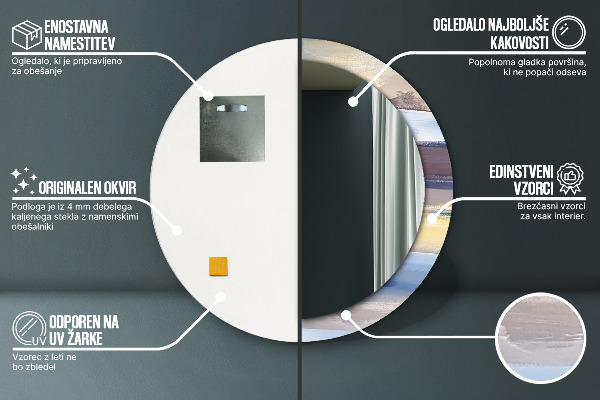 Kulaté zrcadlo rám s potiskem Abstraktní obrázek