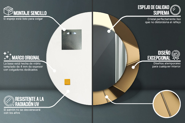 Kulaté zrcadlo rám s potiskem Moderní abstrakce