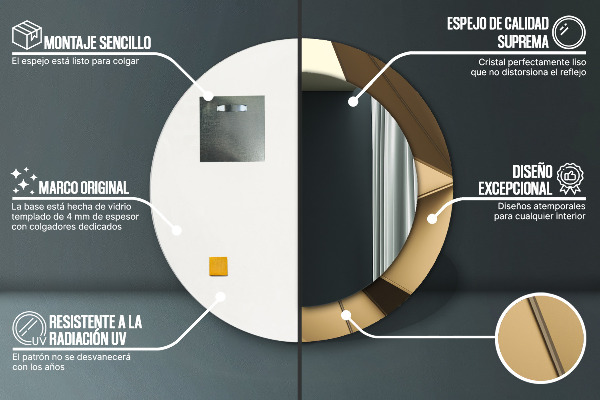 Kulaté zrcadlo rám s potiskem Moderní abstrakce