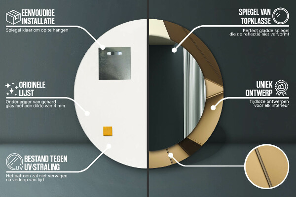 Kulaté zrcadlo rám s potiskem Moderní abstrakce