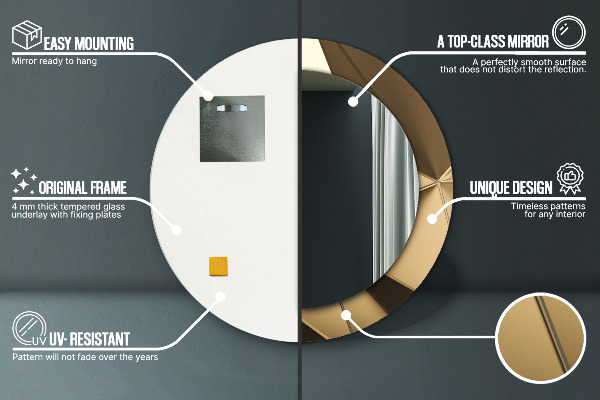 Kulaté zrcadlo rám s potiskem Moderní abstrakce