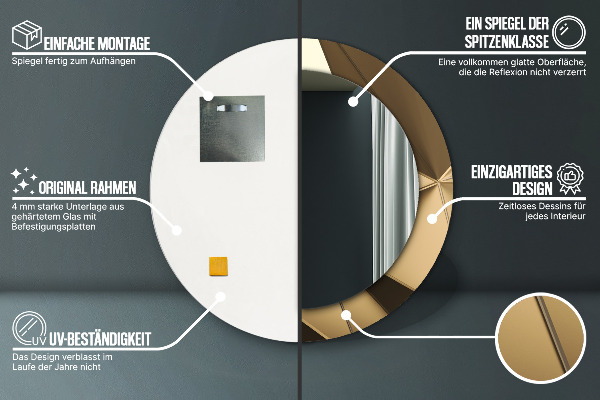 Kulaté zrcadlo rám s potiskem Moderní abstrakce