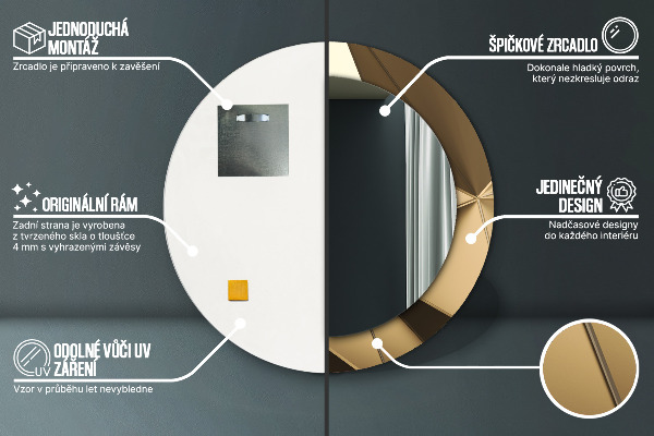 Kulaté zrcadlo rám s potiskem Moderní abstrakce
