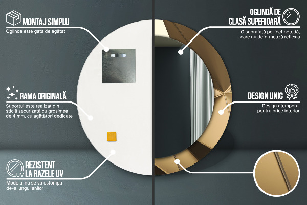 Kulaté zrcadlo rám s potiskem Moderní abstrakce