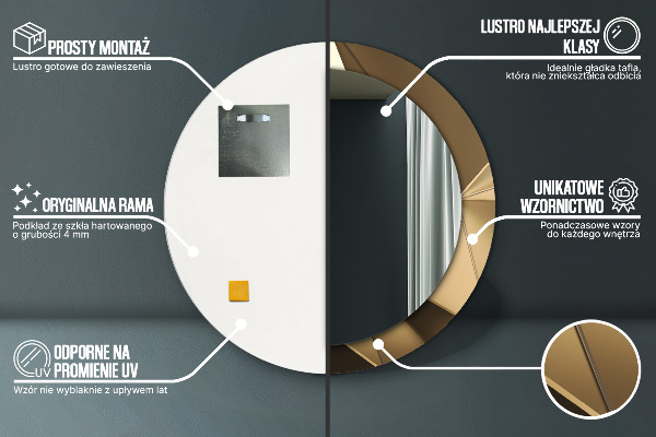 Kulaté zrcadlo rám s potiskem Moderní abstrakce