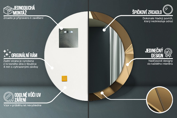 Kulaté zrcadlo rám s potiskem Moderní abstrakce