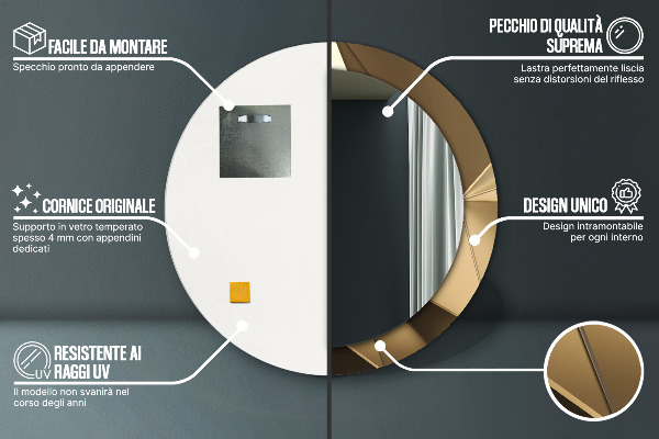 Kulaté zrcadlo rám s potiskem Moderní abstrakce
