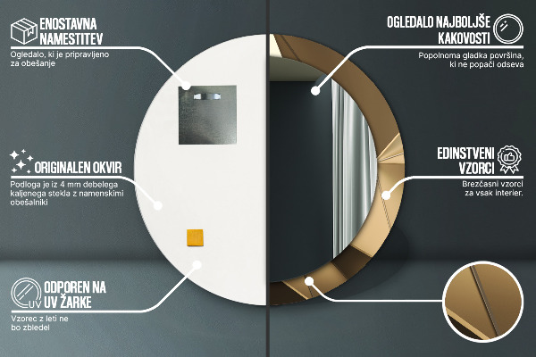 Kulaté zrcadlo rám s potiskem Moderní abstrakce