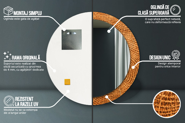 Kulaté dekorační zrcadlo dubové dřevo