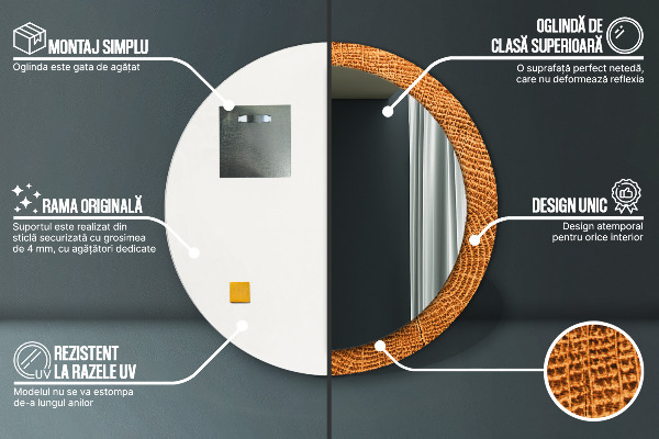 Kulaté dekorační zrcadlo dubové dřevo