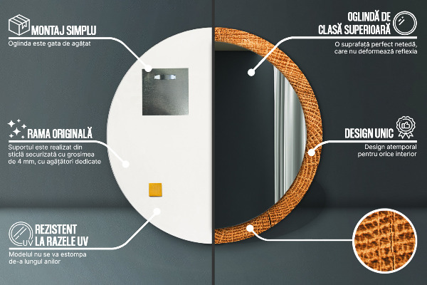 Kulaté dekorační zrcadlo dubové dřevo