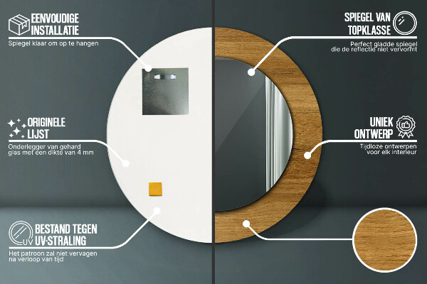 Kulaté dekorační zrcadlo Rustikální dub