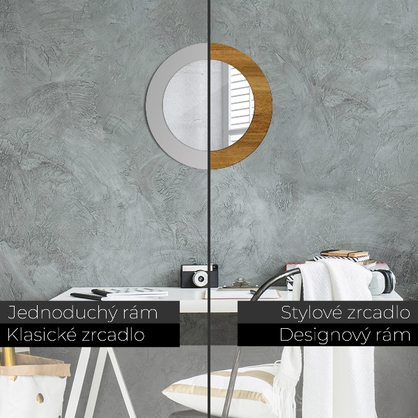 Kulaté dekorační zrcadlo Rustikální dub