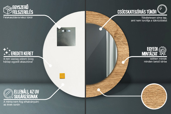 Kulaté dekorační zrcadlo Textura dřeva