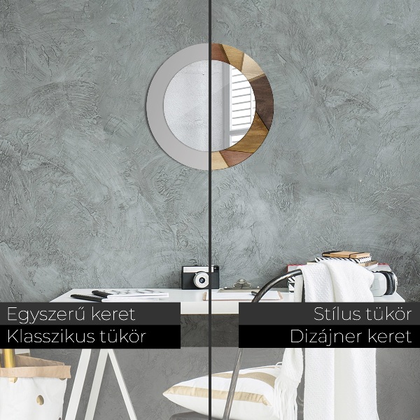 Kulaté dekorační zrcadlo Geometrické 3d dřevo