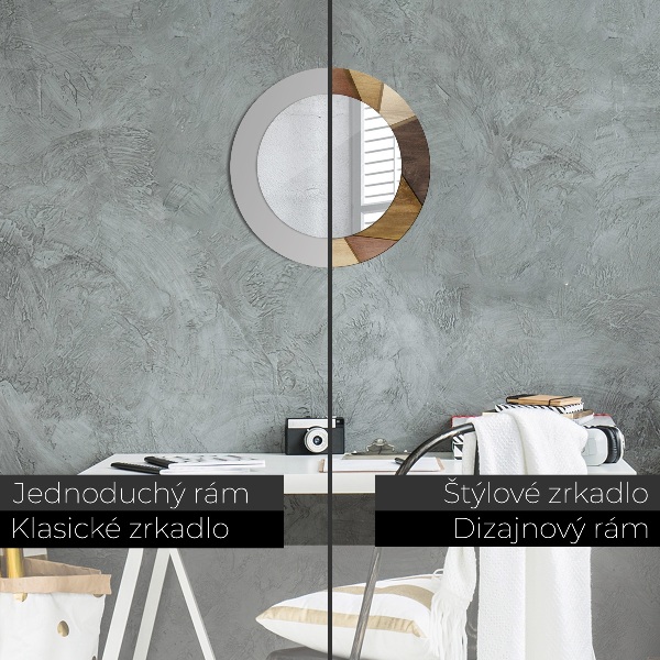 Kulaté dekorační zrcadlo Geometrické 3d dřevo